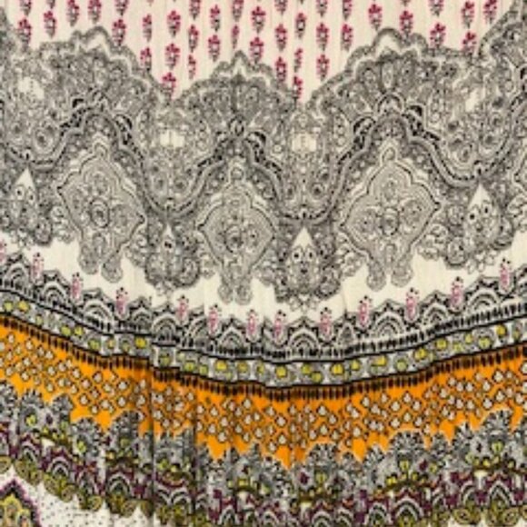 FORBIDDEN LOS ANGELES Maxi Skirt M Tiered Long Beaded Orange Pink‎ Embellished - Picture 4 of 5